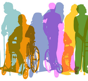 Bunte farbige Silhouetten von Menschen im Alter