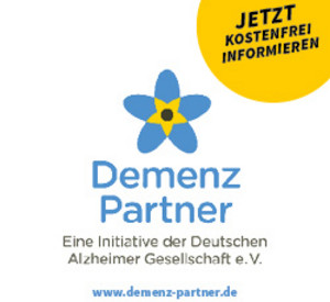 Schriftzug Demenz Partner Eine Initiative der Deutschen Alzheimer Gesellschaft e.V.