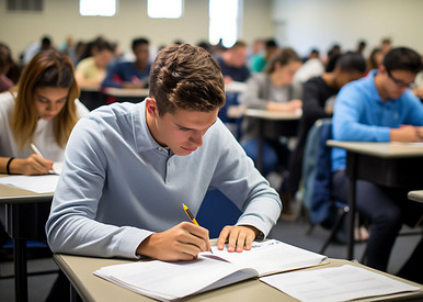 Studenten schreiben Examen