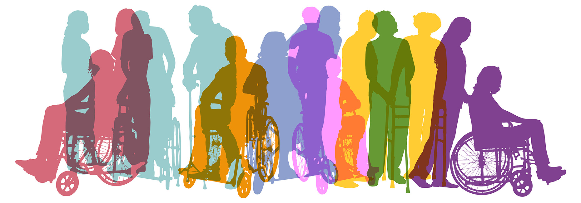 Bunte farbige Silhouetten von Menschen im Alter